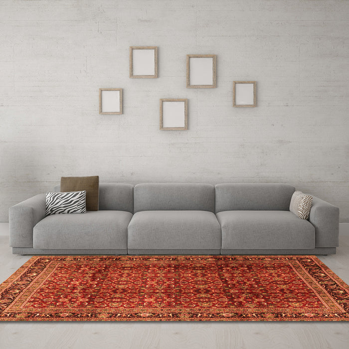 Machine Washable Persian Orange Traditional Area Rugs in a Living Room, wshtr2699org