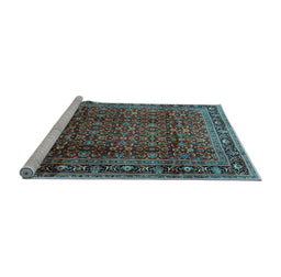 Sideview of Machine Washable Persian Light Blue Traditional Rug, wshtr2699lblu