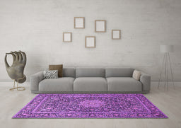 Machine Washable Persian Purple Traditional Area Rugs in a Living Room, wshtr269pur