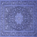 Square Machine Washable Persian Blue Traditional Rug, wshtr269blu