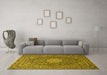 Machine Washable Persian Yellow Traditional Rug in a Living Room, wshtr269yw