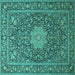 Square Persian Turquoise Traditional Rug, tr269turq