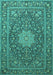 Machine Washable Persian Turquoise Traditional Area Rugs, wshtr269turq