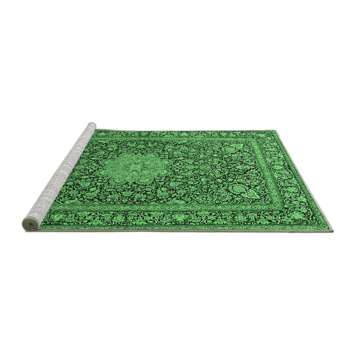 Sideview of Machine Washable Persian Emerald Green Traditional Area Rugs, wshtr269emgrn