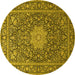 Round Machine Washable Persian Yellow Traditional Rug, wshtr269yw