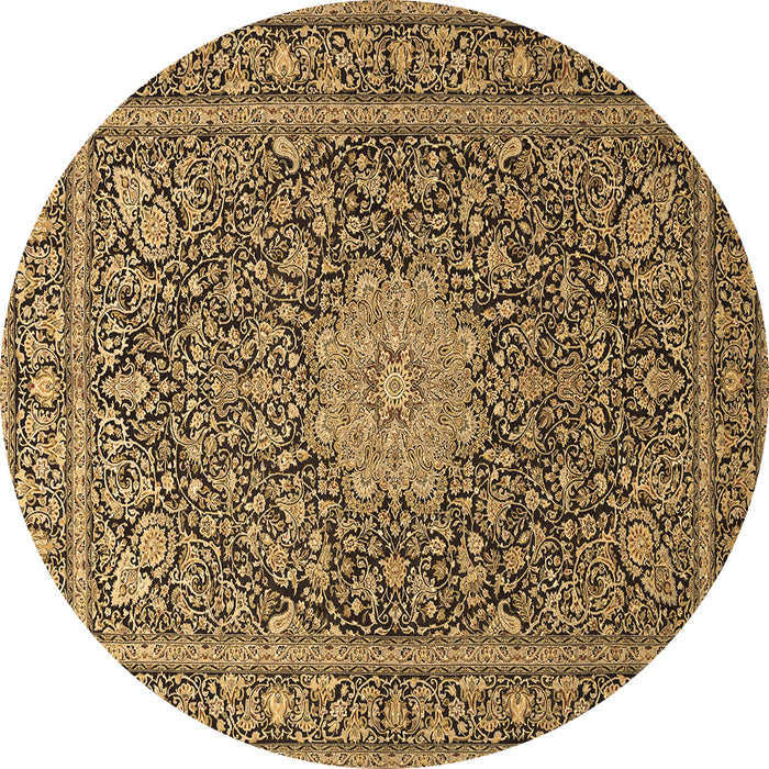 Round Persian Brown Traditional Rug, tr269brn
