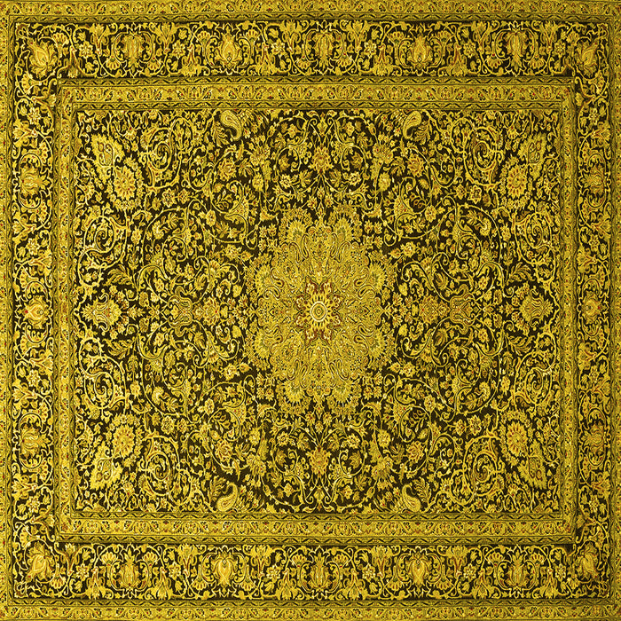 Square Machine Washable Persian Yellow Traditional Rug, wshtr269yw