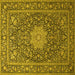 Square Machine Washable Persian Yellow Traditional Rug, wshtr269yw