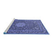 Sideview of Machine Washable Persian Blue Traditional Rug, wshtr269blu