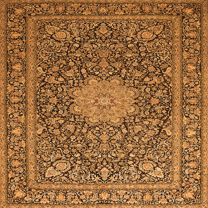 Round Machine Washable Persian Orange Traditional Area Rugs, wshtr269org