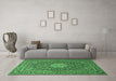 Machine Washable Persian Emerald Green Traditional Area Rugs in a Living Room,, wshtr269emgrn