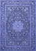 Machine Washable Persian Blue Traditional Rug, wshtr269blu