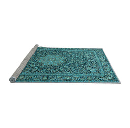 Sideview of Machine Washable Persian Light Blue Traditional Rug, wshtr269lblu
