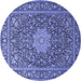 Round Machine Washable Persian Blue Traditional Rug, wshtr269blu