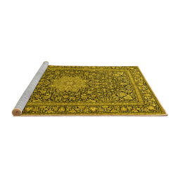 Sideview of Machine Washable Persian Yellow Traditional Rug, wshtr269yw