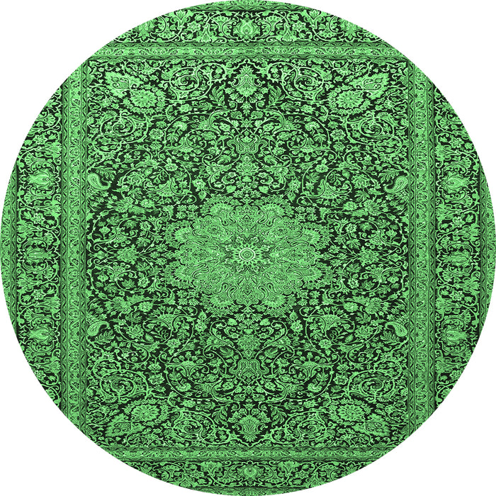 Round Persian Emerald Green Traditional Rug, tr269emgrn