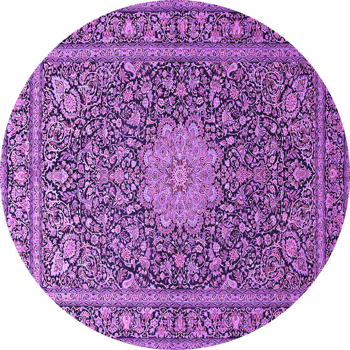 Round Machine Washable Persian Purple Traditional Area Rugs, wshtr269pur