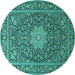 Round Persian Turquoise Traditional Rug, tr269turq