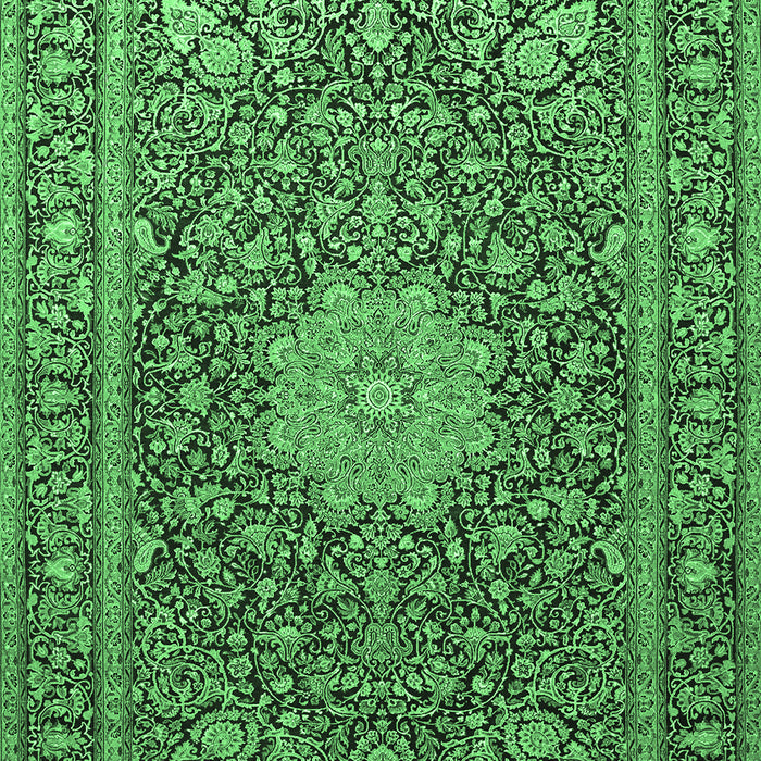 Machine Washable Persian Emerald Green Traditional Area Rugs, wshtr269emgrn