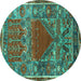 Round Persian Turquoise Traditional Rug, tr26turq