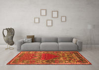 Machine Washable Persian Orange Traditional Rug, wshtr26org