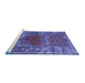 Sideview of Machine Washable Persian Blue Traditional Rug, wshtr26blu