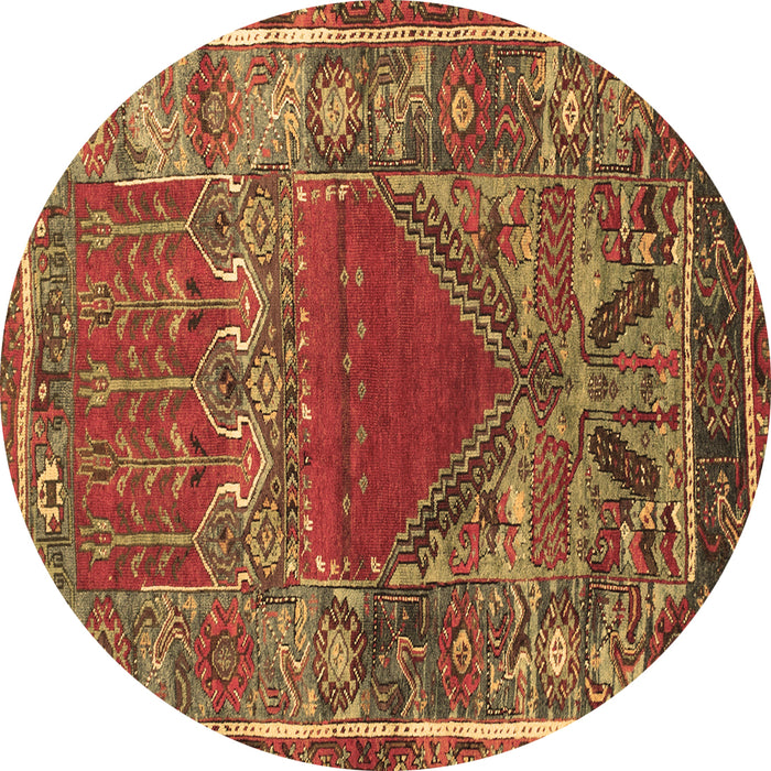 Round Persian Brown Traditional Rug, tr26brn