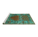 Sideview of Machine Washable Persian Turquoise Traditional Area Rugs, wshtr26turq