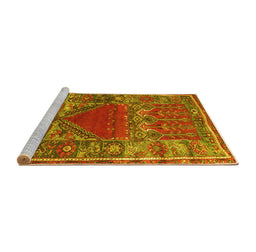 Sideview of Machine Washable Persian Yellow Traditional Rug, wshtr26yw