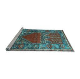 Sideview of Machine Washable Persian Light Blue Traditional Rug, wshtr26lblu