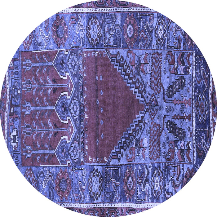 Round Persian Blue Traditional Rug, tr26blu