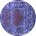 Round Persian Blue Traditional Rug, tr26blu