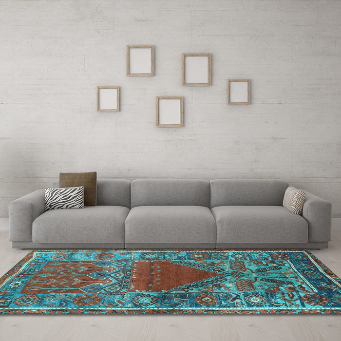 Machine Washable Persian Light Blue Traditional Rug in a Living Room, wshtr26lblu