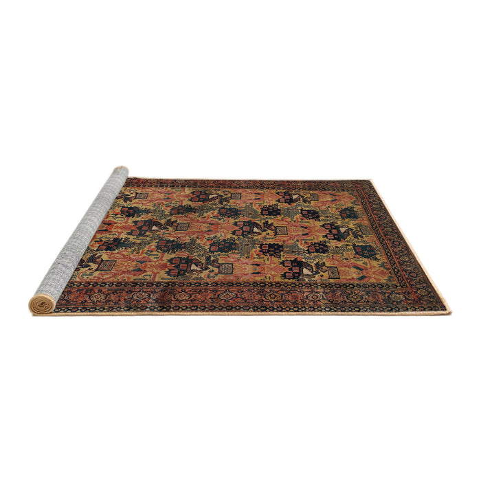 Sideview of Machine Washable Traditional Light Brown Rug, wshtr27
