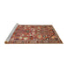 Sideview of Machine Washable Traditional Tangerine Pink Rug, wshtr270