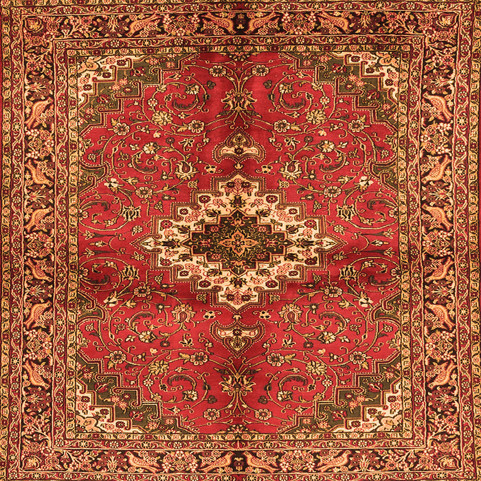 Round Machine Washable Persian Orange Traditional Area Rugs, wshtr2700org