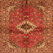 Round Machine Washable Persian Orange Traditional Area Rugs, wshtr2700org