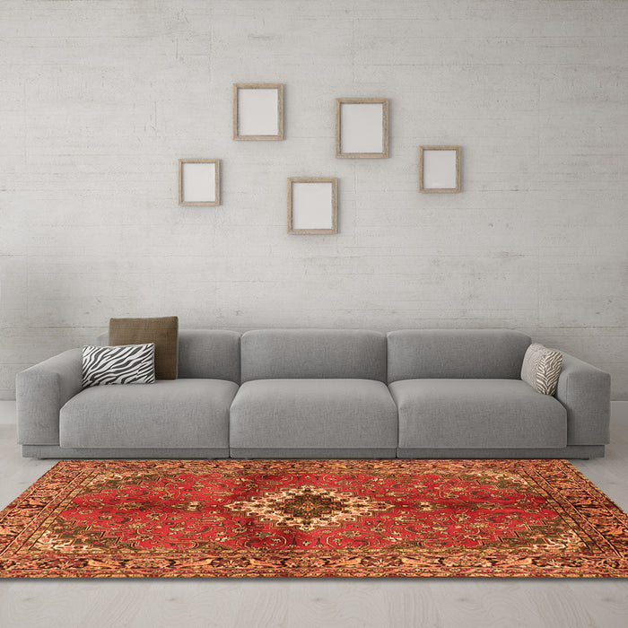 Machine Washable Persian Orange Traditional Area Rugs in a Living Room, wshtr2700org