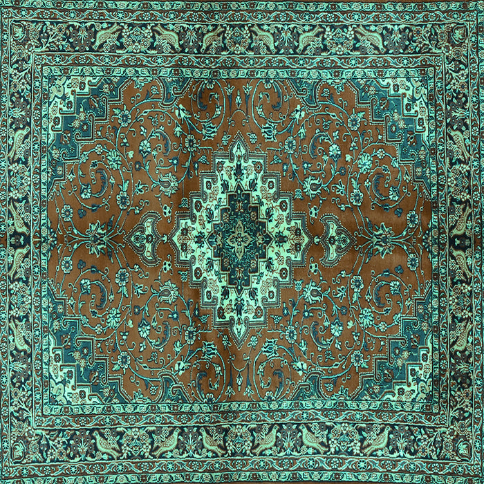 Square Persian Turquoise Traditional Rug, tr2700turq
