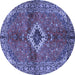 Round Machine Washable Persian Blue Traditional Rug, wshtr2700blu