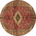 Round Persian Brown Traditional Rug, tr2700brn