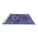 Sideview of Machine Washable Persian Blue Traditional Rug, wshtr2700blu