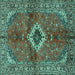 Square Machine Washable Persian Turquoise Traditional Area Rugs, wshtr2700turq