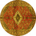 Round Persian Yellow Traditional Rug, tr2700yw