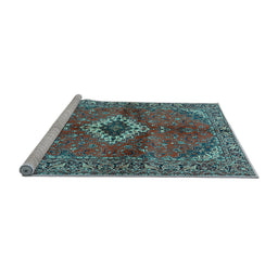 Sideview of Machine Washable Persian Light Blue Traditional Rug, wshtr2700lblu