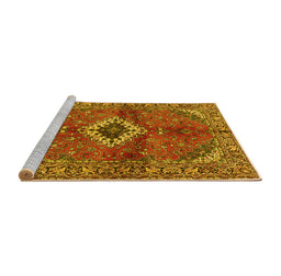 Sideview of Machine Washable Persian Yellow Traditional Rug, wshtr2700yw