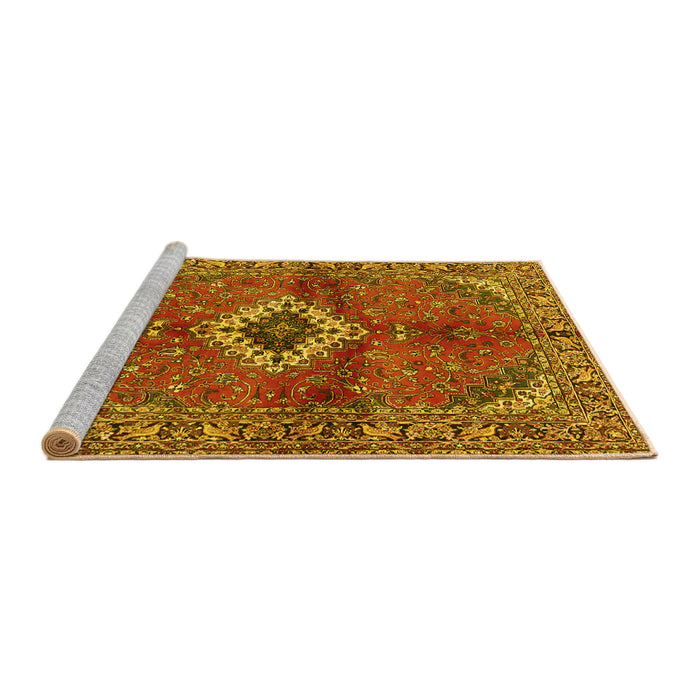 Sideview of Machine Washable Persian Yellow Traditional Rug, wshtr2700yw