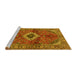 Sideview of Machine Washable Persian Yellow Traditional Rug, wshtr2700yw