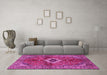 Machine Washable Persian Pink Traditional Rug in a Living Room, wshtr2700pnk