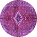 Round Machine Washable Persian Purple Traditional Area Rugs, wshtr2700pur